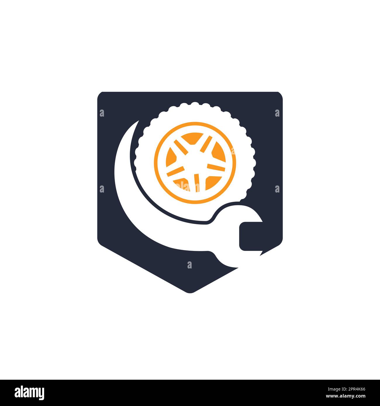 Tire repair shop vector logo design. Wrench and tire icon design Stock