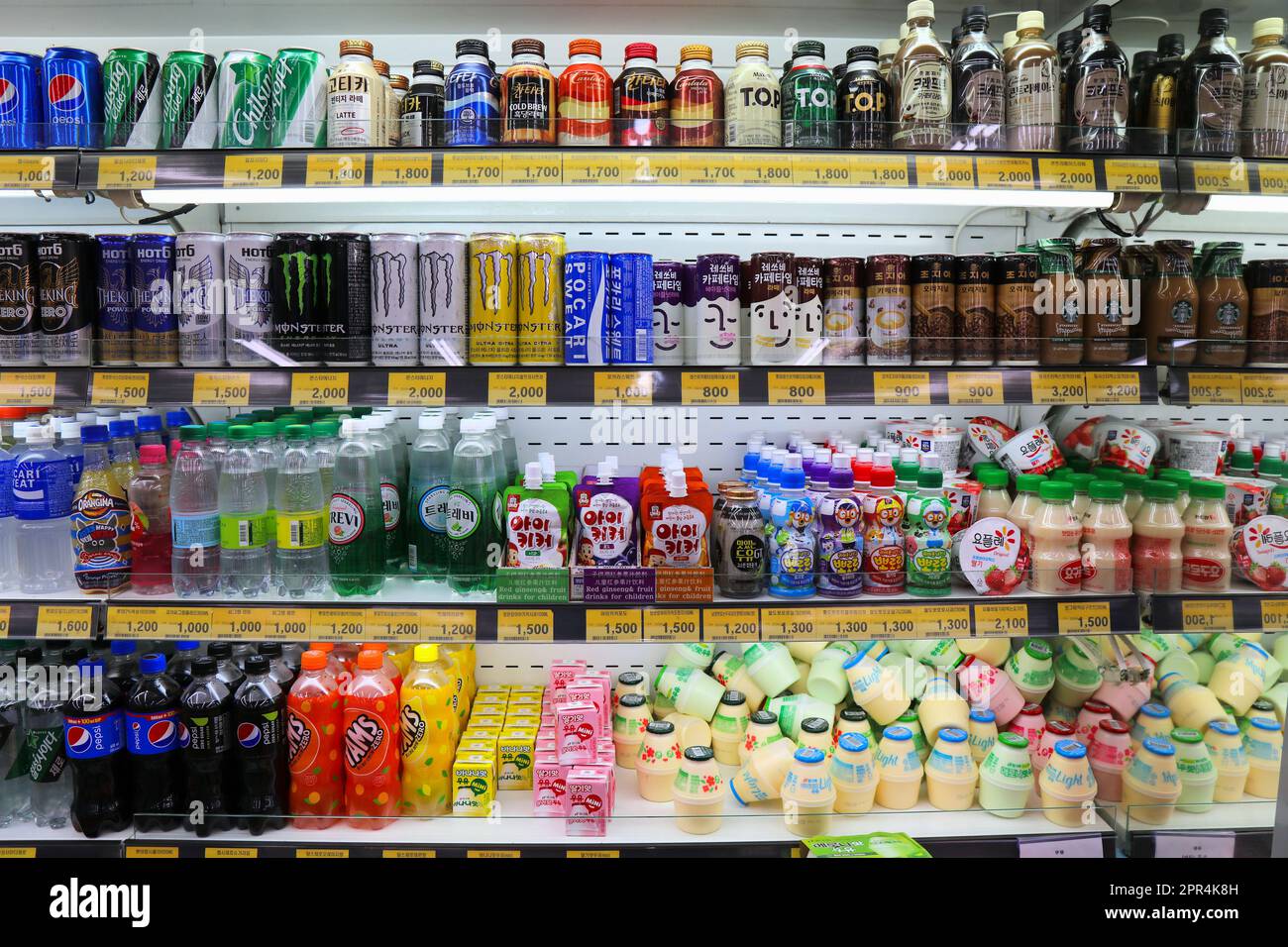 SEOUL, SOUTH KOREA APRIL 5, 2023 Canned and bottled beverage choice