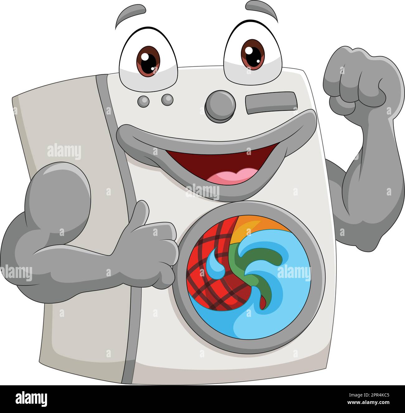 Cartoon smiling washing machine character Stock Vector