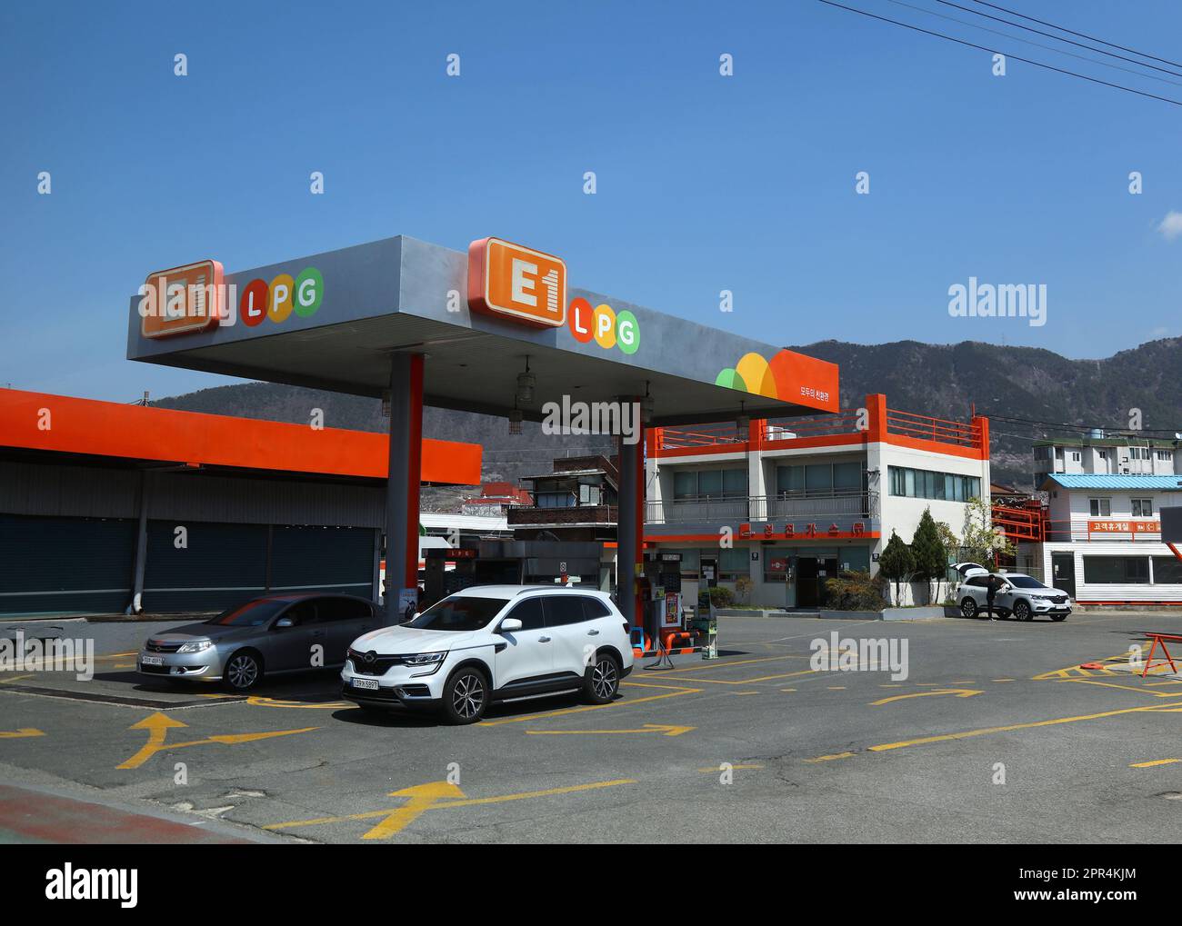 CHANGWON, SOUTH KOREA MARCH 28, 2023 E1 brand gas station with LPG