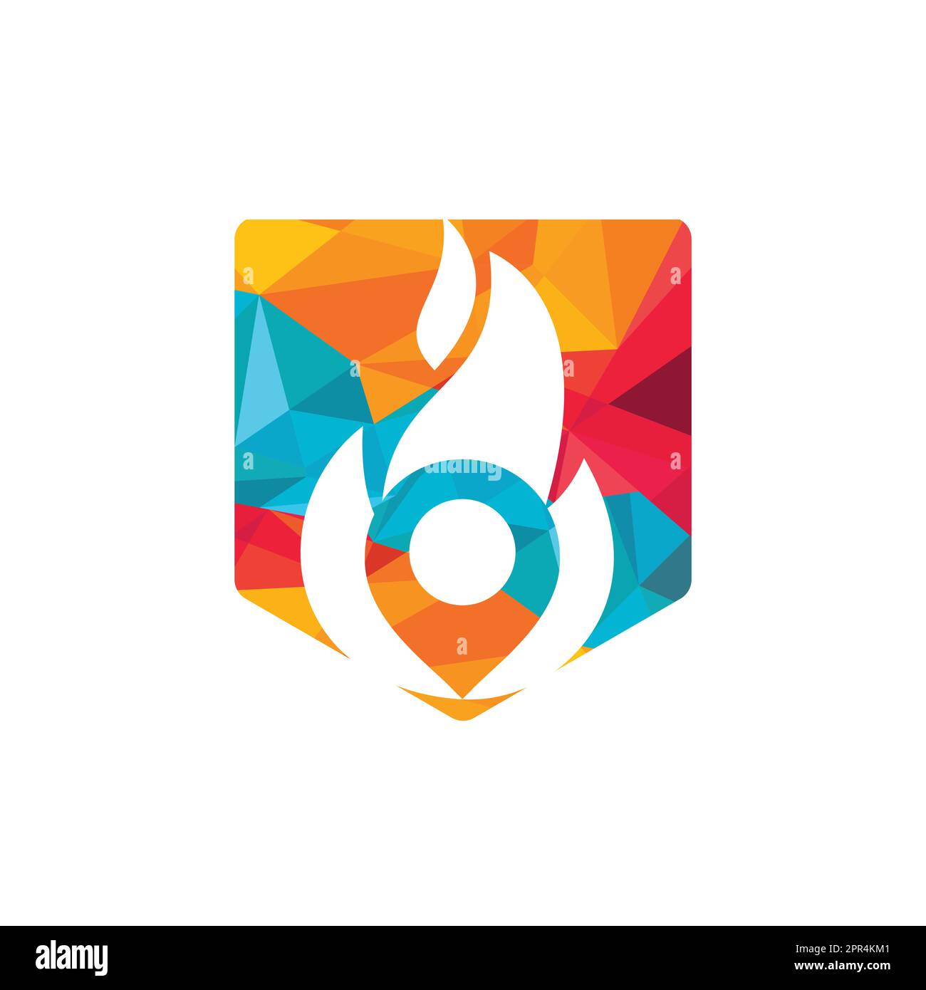 Fire pin vector logo design template. Fire location logo design concept