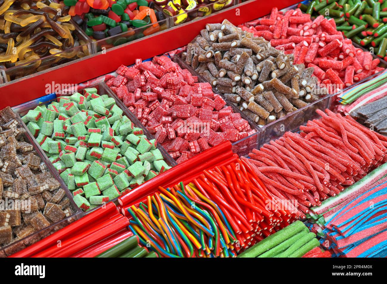 Jelly candy store in Jerusalem. Sweets at a market in Israel Stock