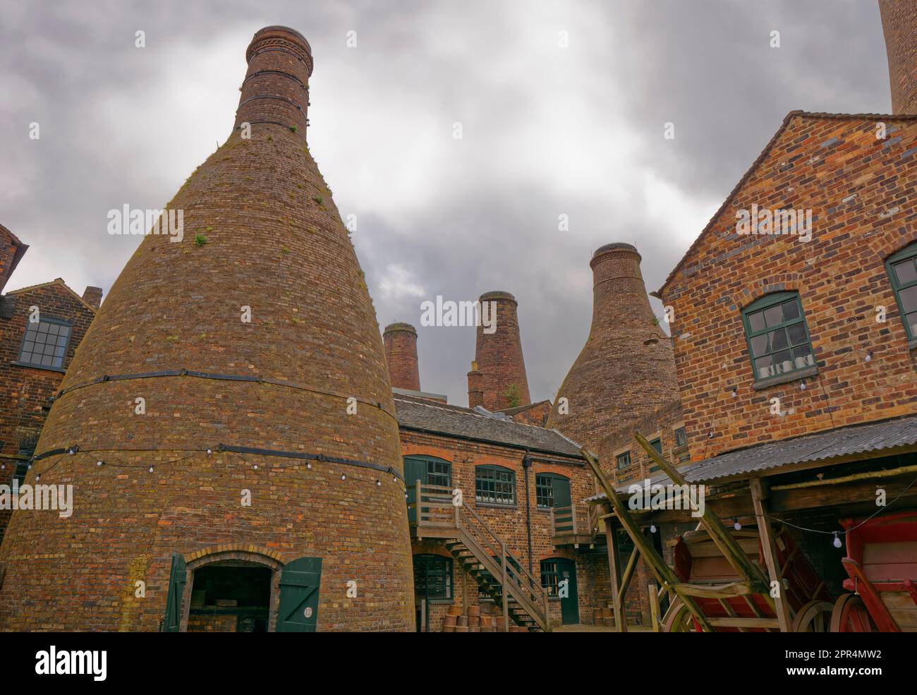 The Gladstone Pottery Museum with it's bottle kilns at Longton, Stoke-on-Trent in Staffordshire, England. Stock Photo