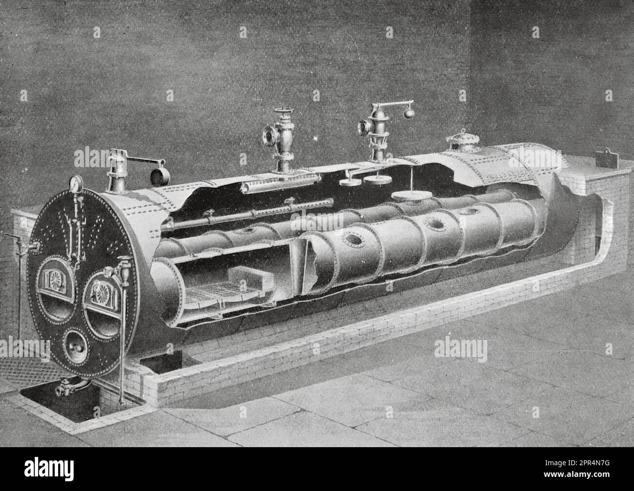 Lancashire boiler. A twin flue boiler used for creating steam. The early twentieth century is