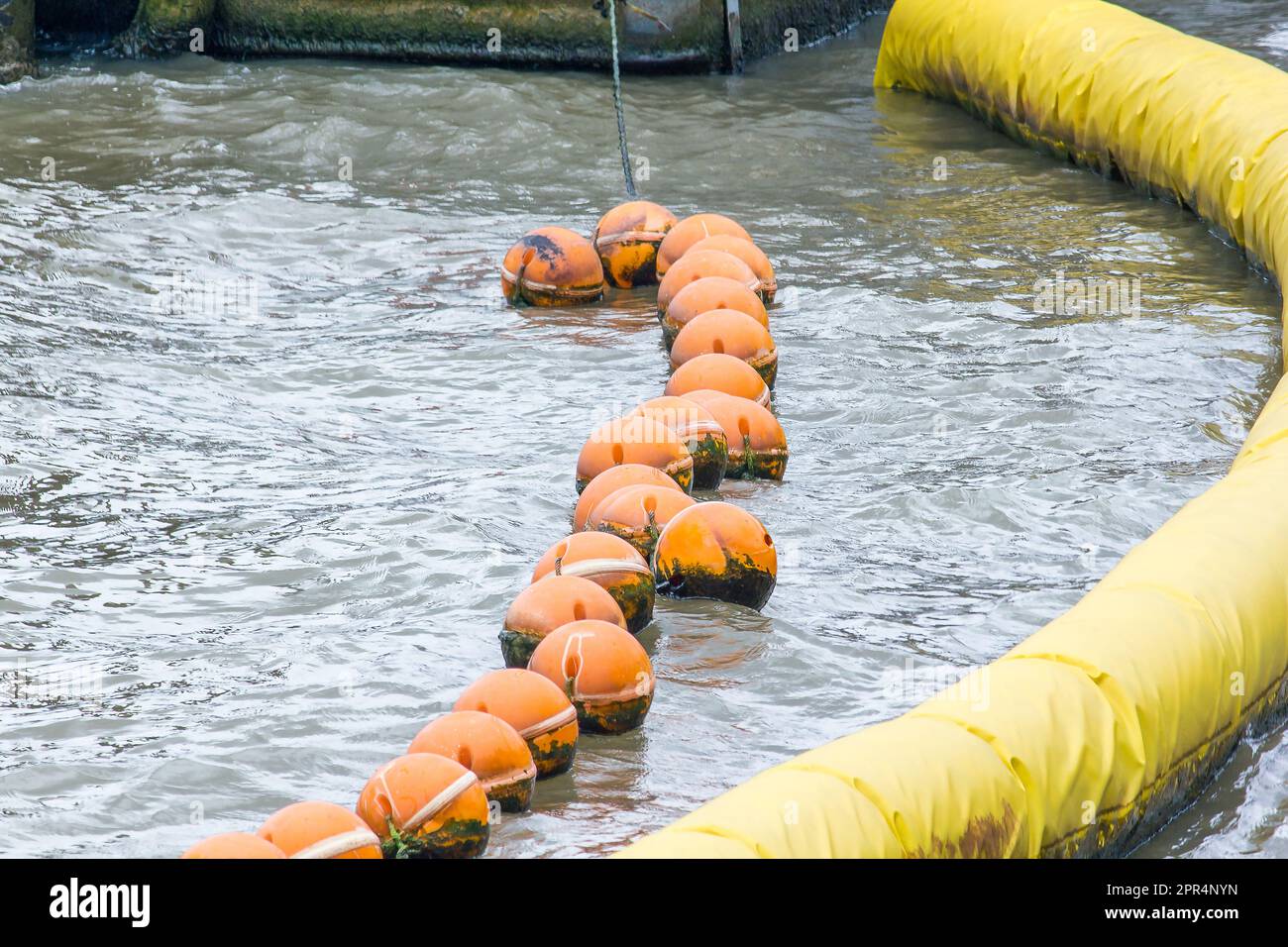 Orange buoy Used in the form of water made from special plastic that is