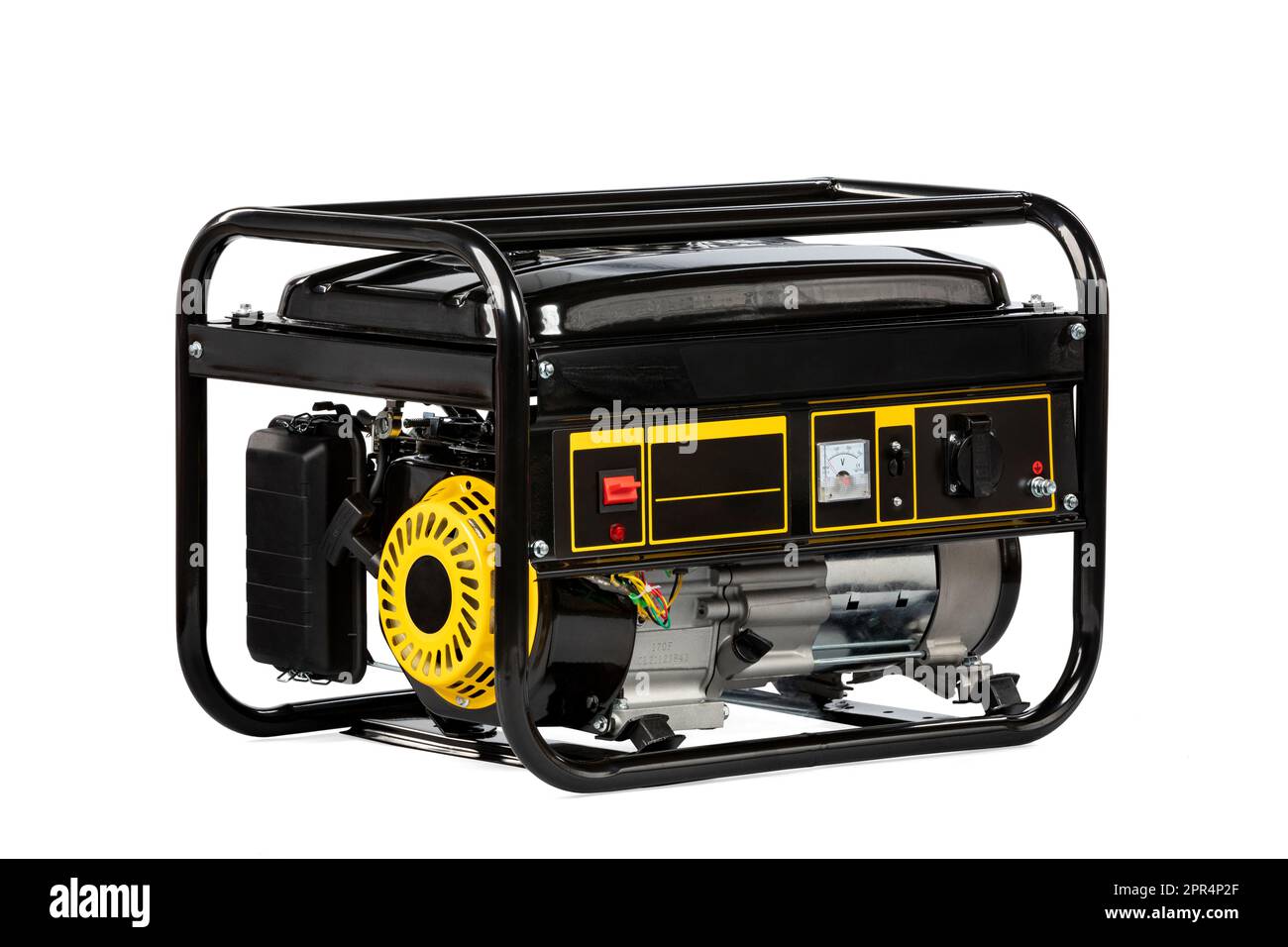 Portable black electric generator isolated on white for backup energy ...