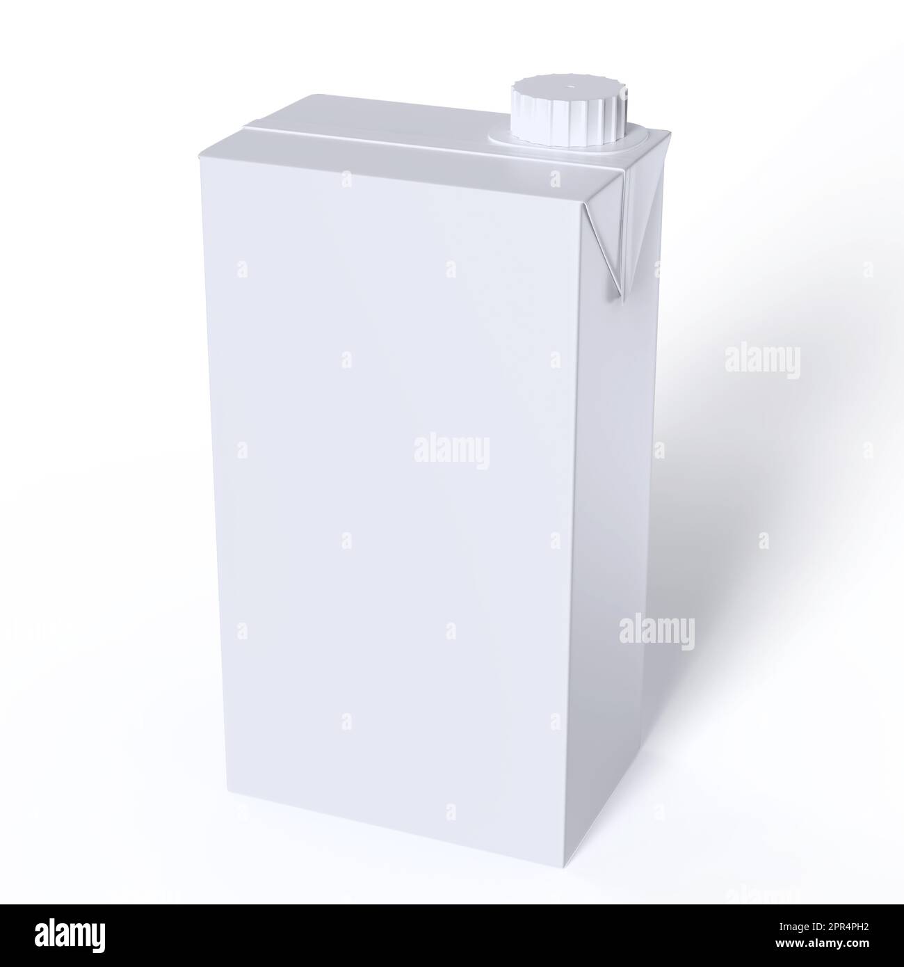 White carton packaging mockup for milk, juice and etc. isolated on white background - 3D rendering Stock Photo