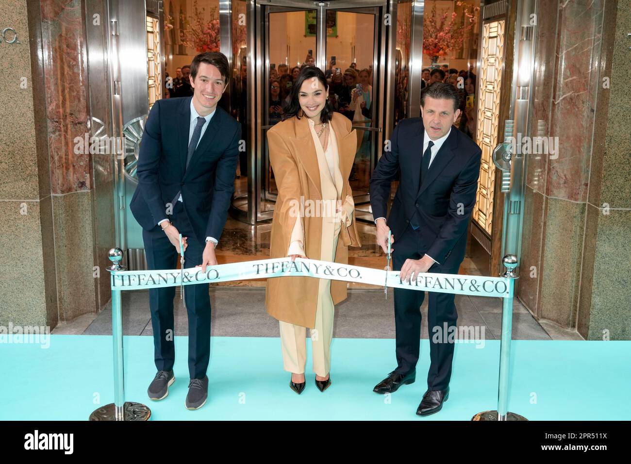 New York, USA. 26th Apr, 2023. Alexandre Arnault, Gal Gadot, Anthony Ledru  attends the Tiffany's landmark ribbon cutting and launch of the new  Tiffany's, hosted by tiffany's global brand ambassador Gal Gadot