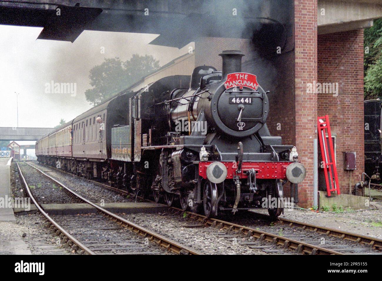 A steam train departure of the East Lancashire Railway Stock Photo