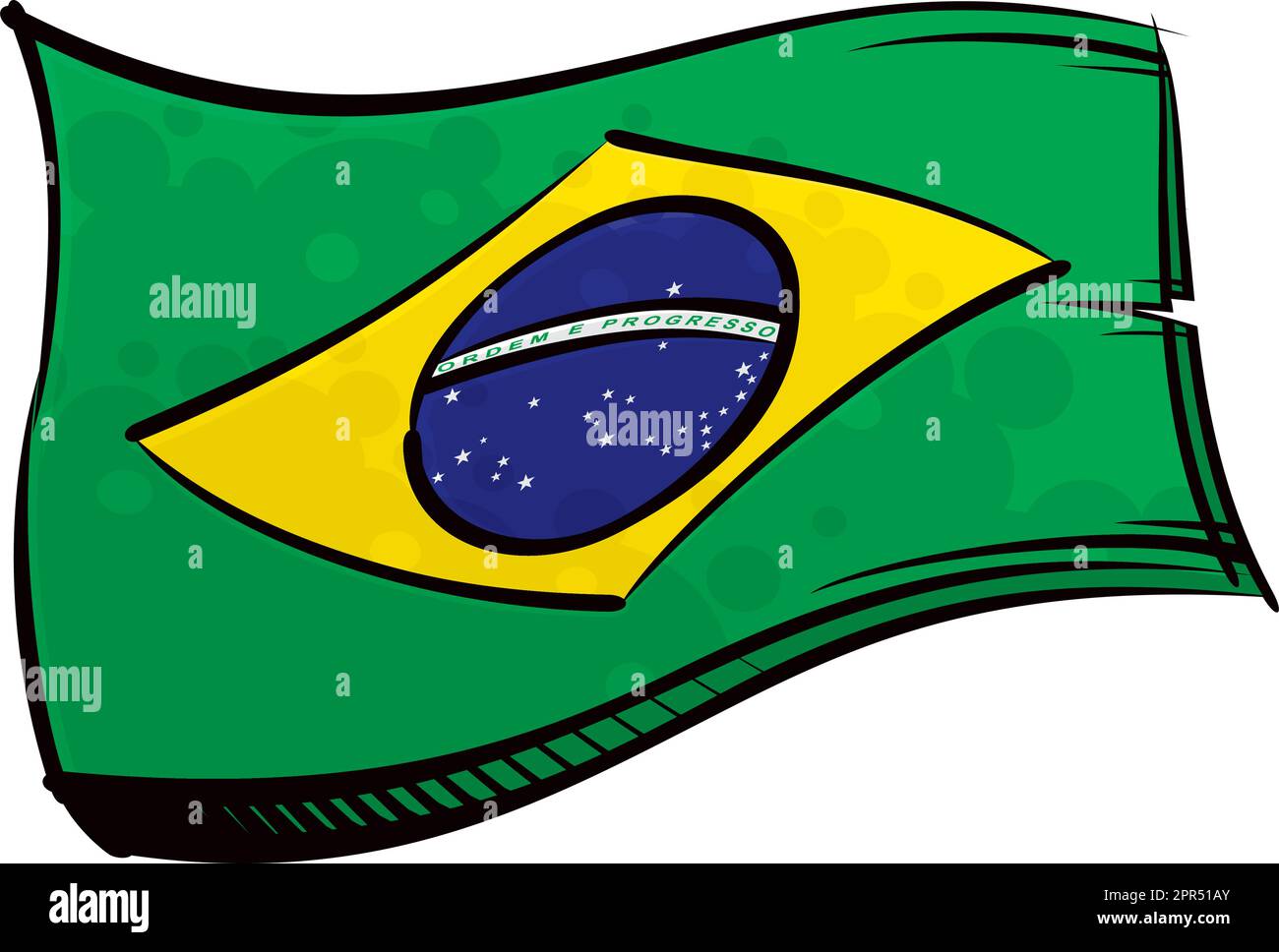 Painted Brazilian flag waving in wind Stock Vector