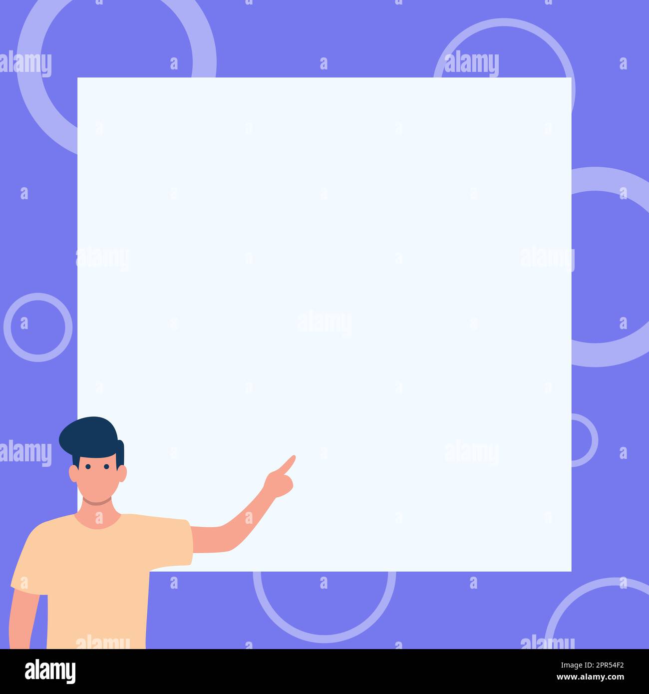 Gentleman Drawing Standing Pointing Finger In Blank Whiteboard. Man