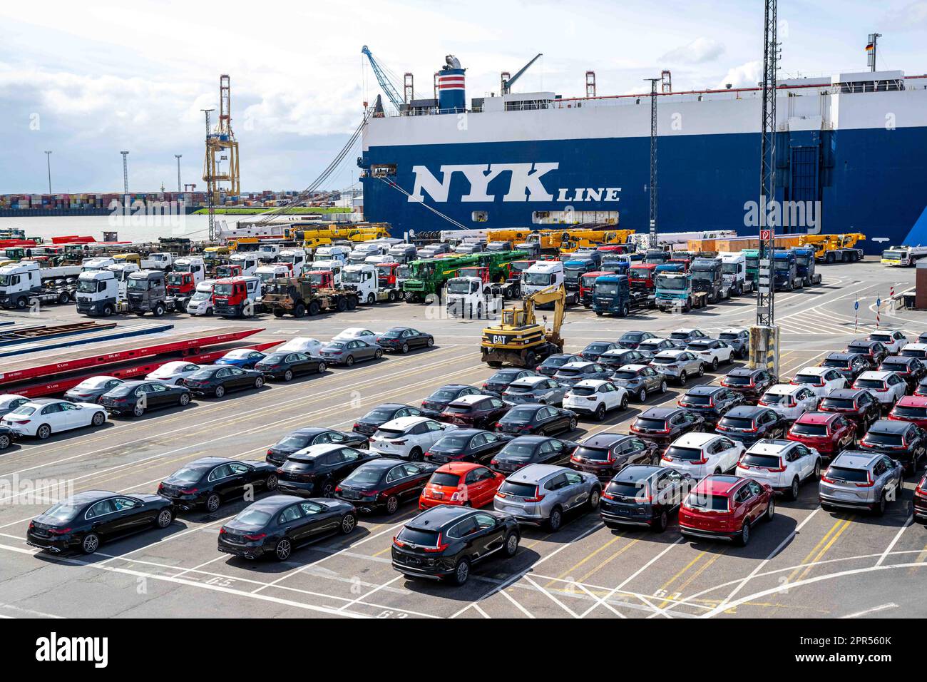 Bremerhaven, Germany. 26th Apr, 2023. Cars are parked in front of the