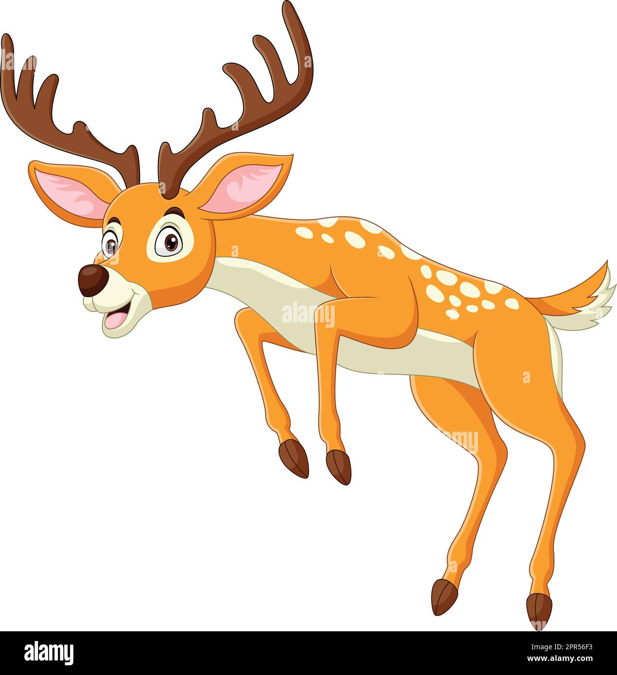 Cartoon funny deer jumping on white background Stock Vector Image & Art ...
