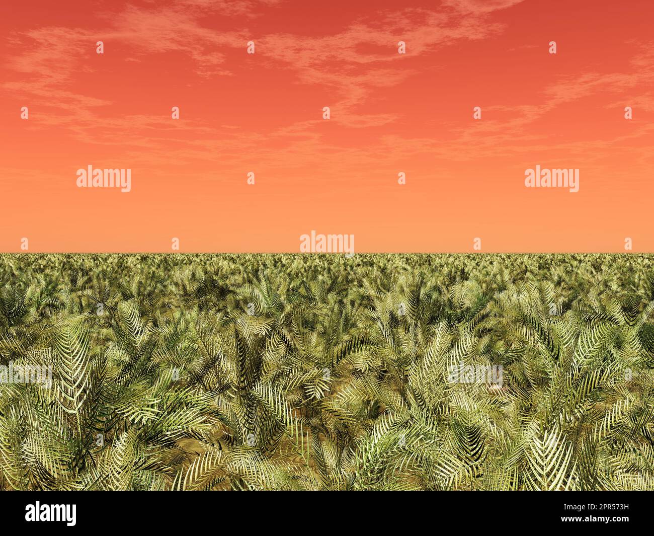 Alien landscape with plants Stock Photo