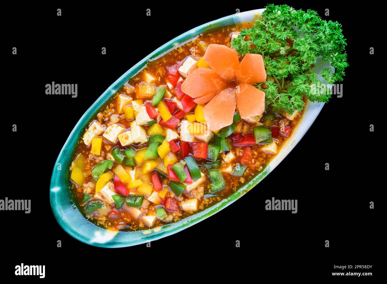 Vietnamese tofu with with minced meat sauce on black background Stock Photo Alamy