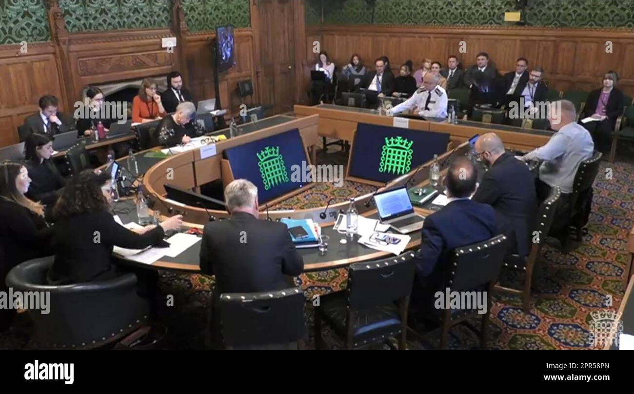 Metropolitan Police Commissioner Sir Mark Rowley giving evidence to the