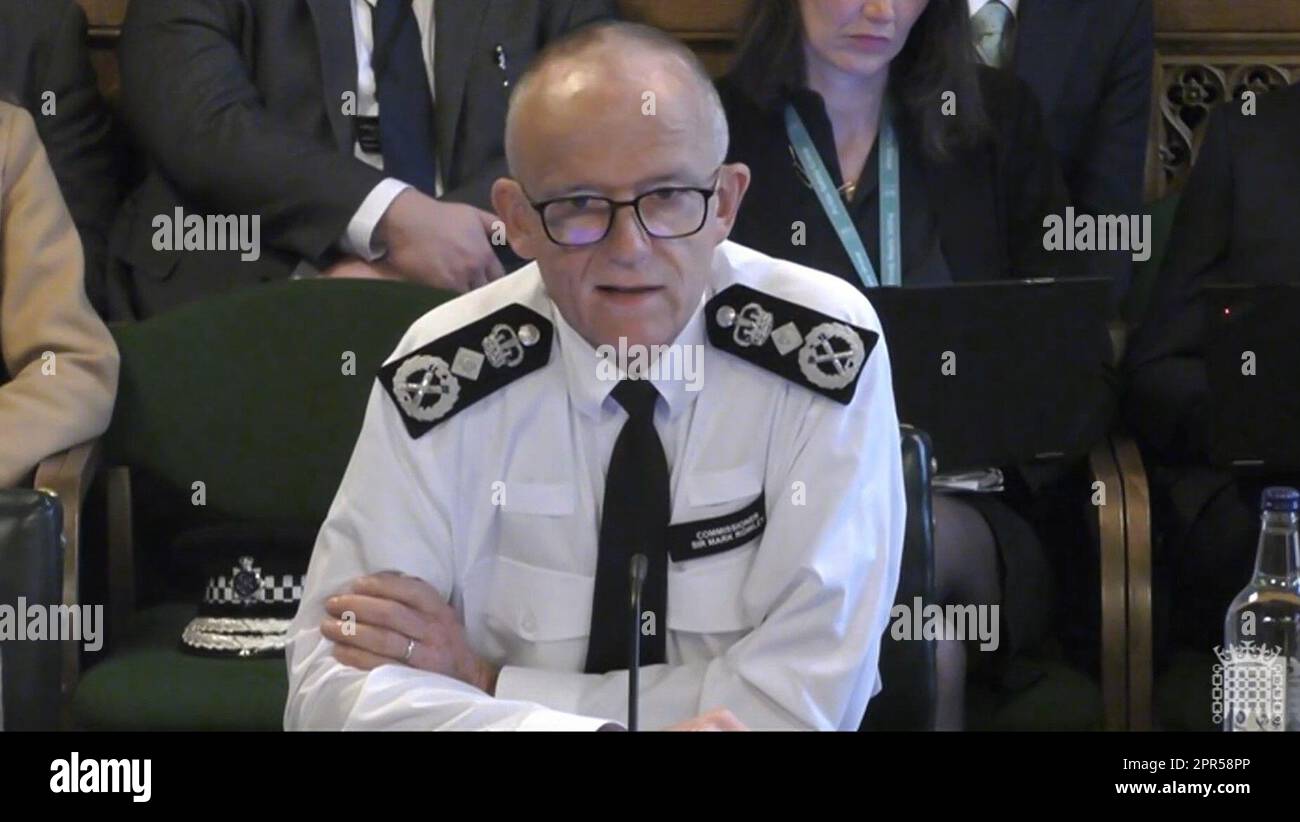 Metropolitan Police Commissioner Sir Mark Rowley giving evidence to the