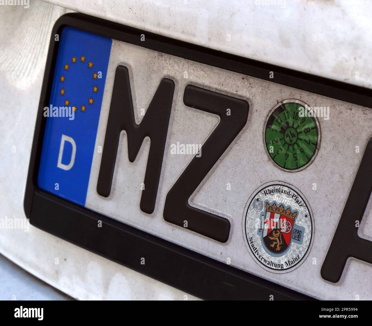 Mainz car number plate, Germany - MZ - Mainz-Bingen District Stock Photo