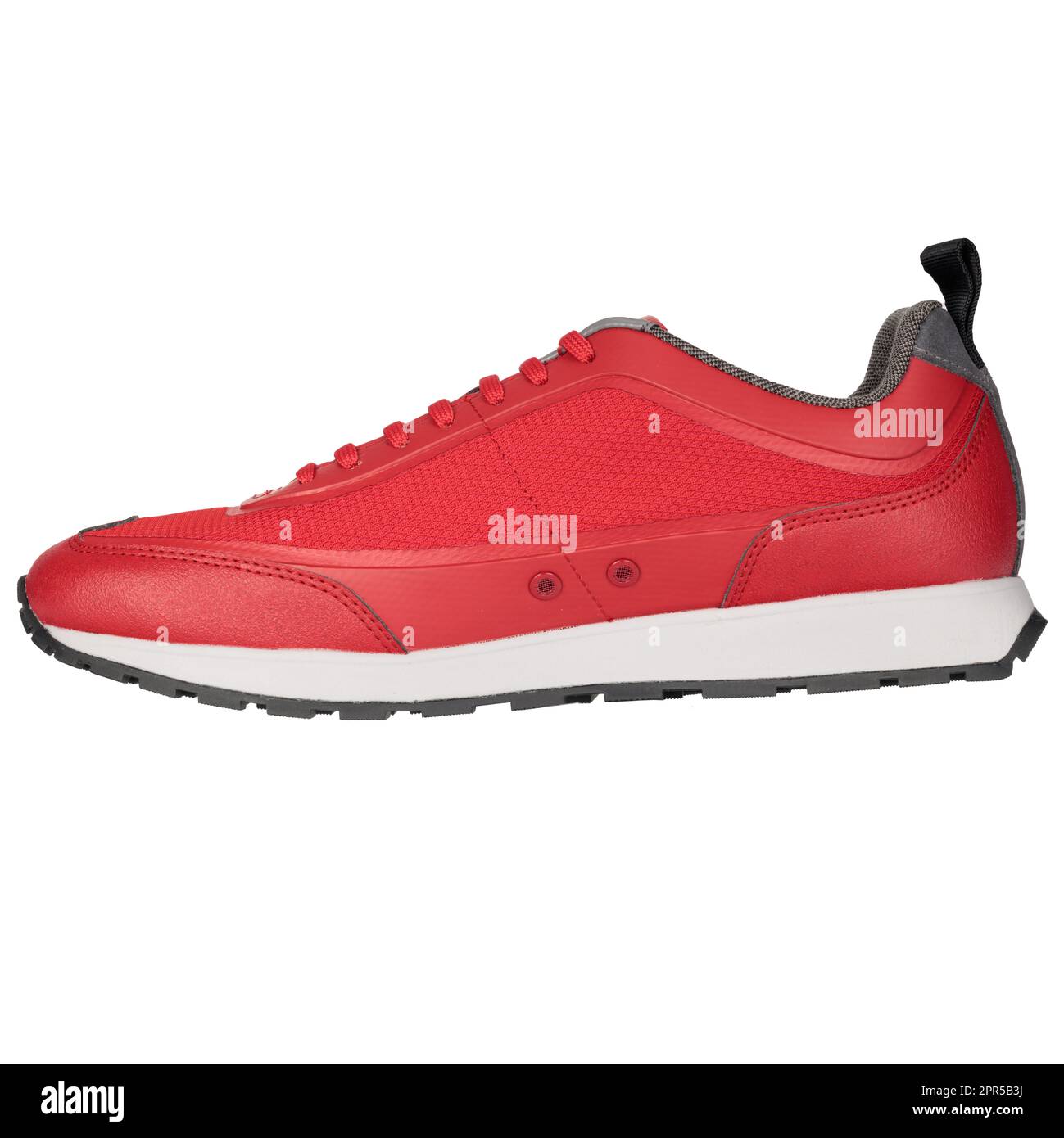Red sports shoe isolated, side shot view Stock Photo Alamy