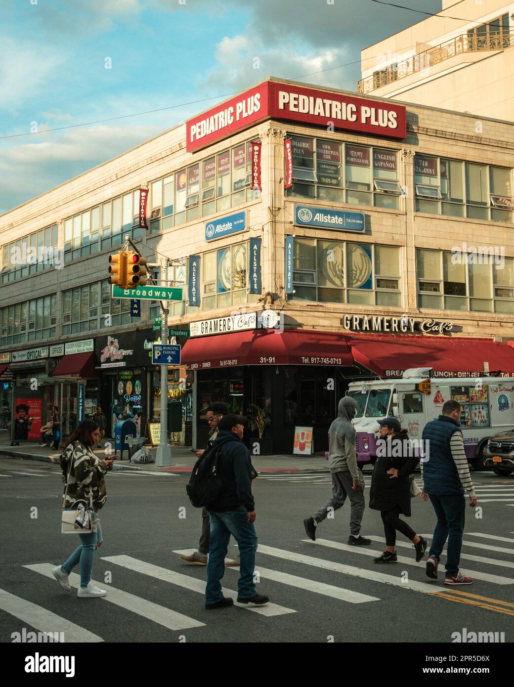 Busy intersection of Steinway and Broadway in Astoria, Queens, New York