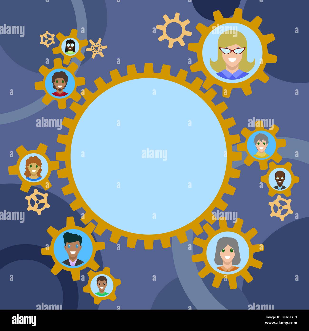 Colleagues Presented Inside Cogwheels Showing Definition Of Teamwork