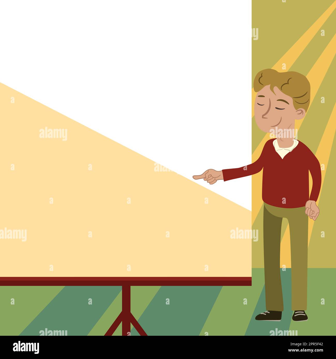 Businessman Pointing Finger Empty Drawboard Representing Planning