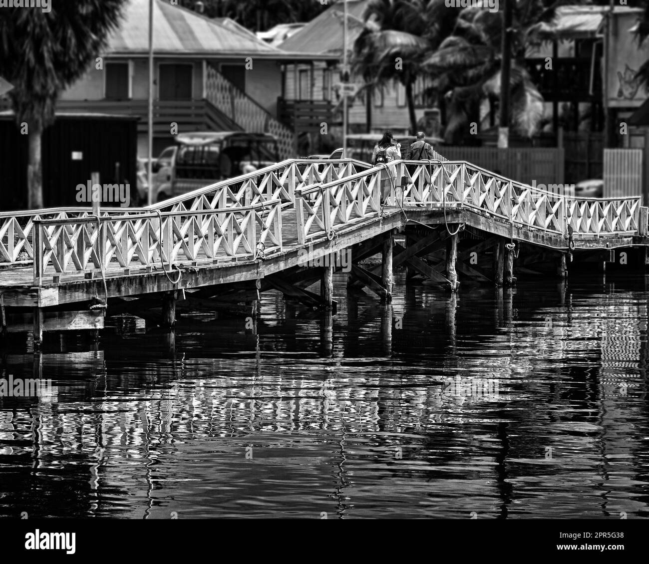 Small white bridge, St. John's is the capital and largest city of Antigua and Barbuda, Caribbean Stock Photo