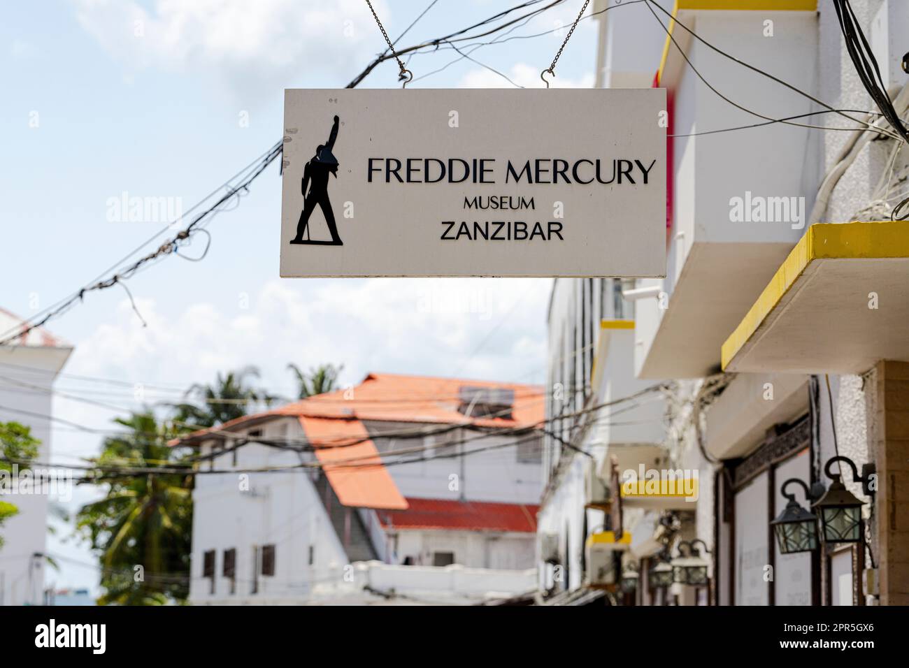 Freddie Mercury's birth house in Stone Town, Zanzibar, Tanzania Stock Photo