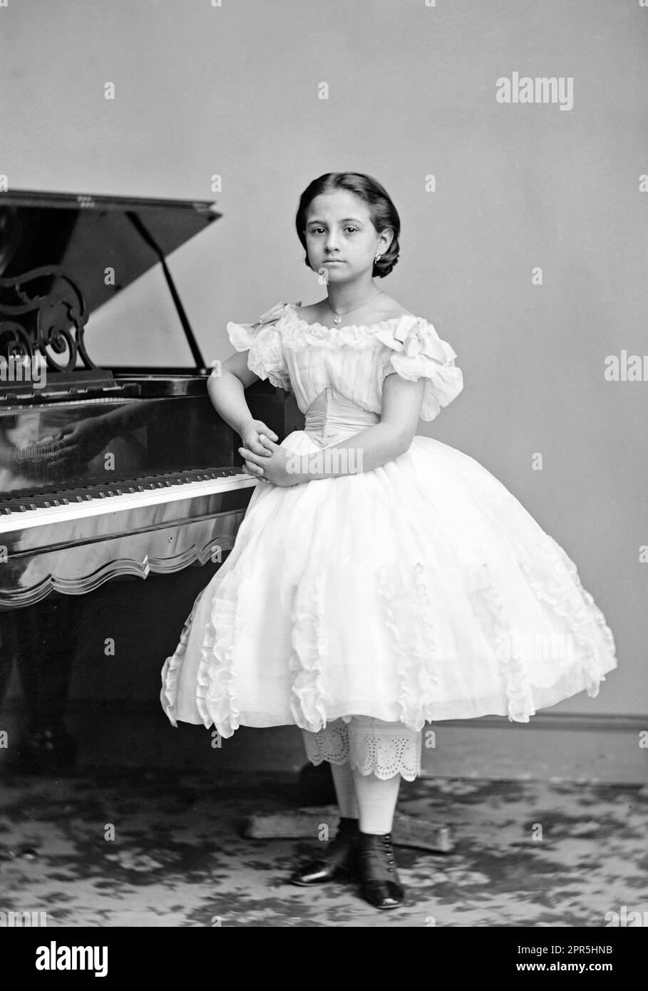 Teresa Carreno. Portrait of the Venezuelan virtouoso pianist, María Teresa Gertrudis de Jesús Carreño García (1853-1917), at around 8 years old, by Mathew Brady studio, c. 1862 Stock Photo