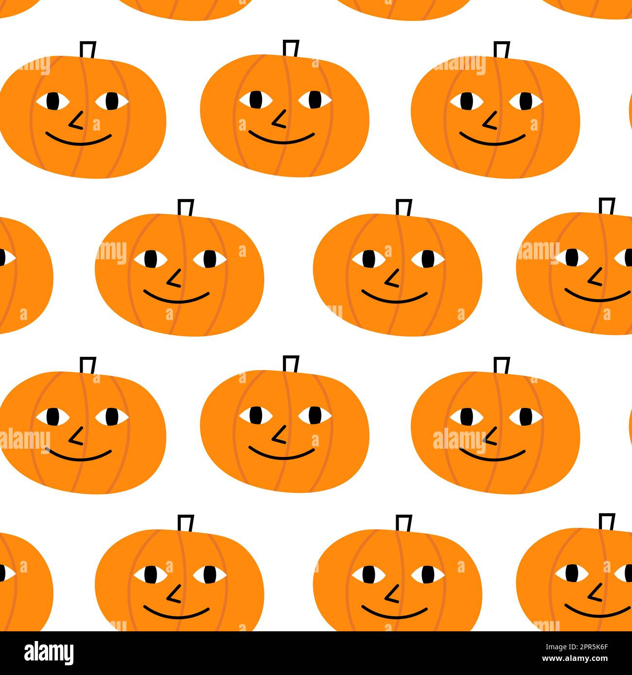 Pumpkins orange cute and funny seamless pattern. Spooky doodle ...