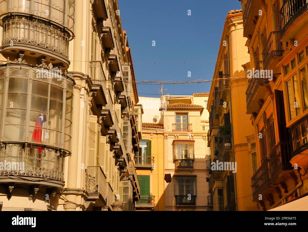 Traditional Spanish apartment buildings in the streets of Malaga, Spain Stock Photo Alamy