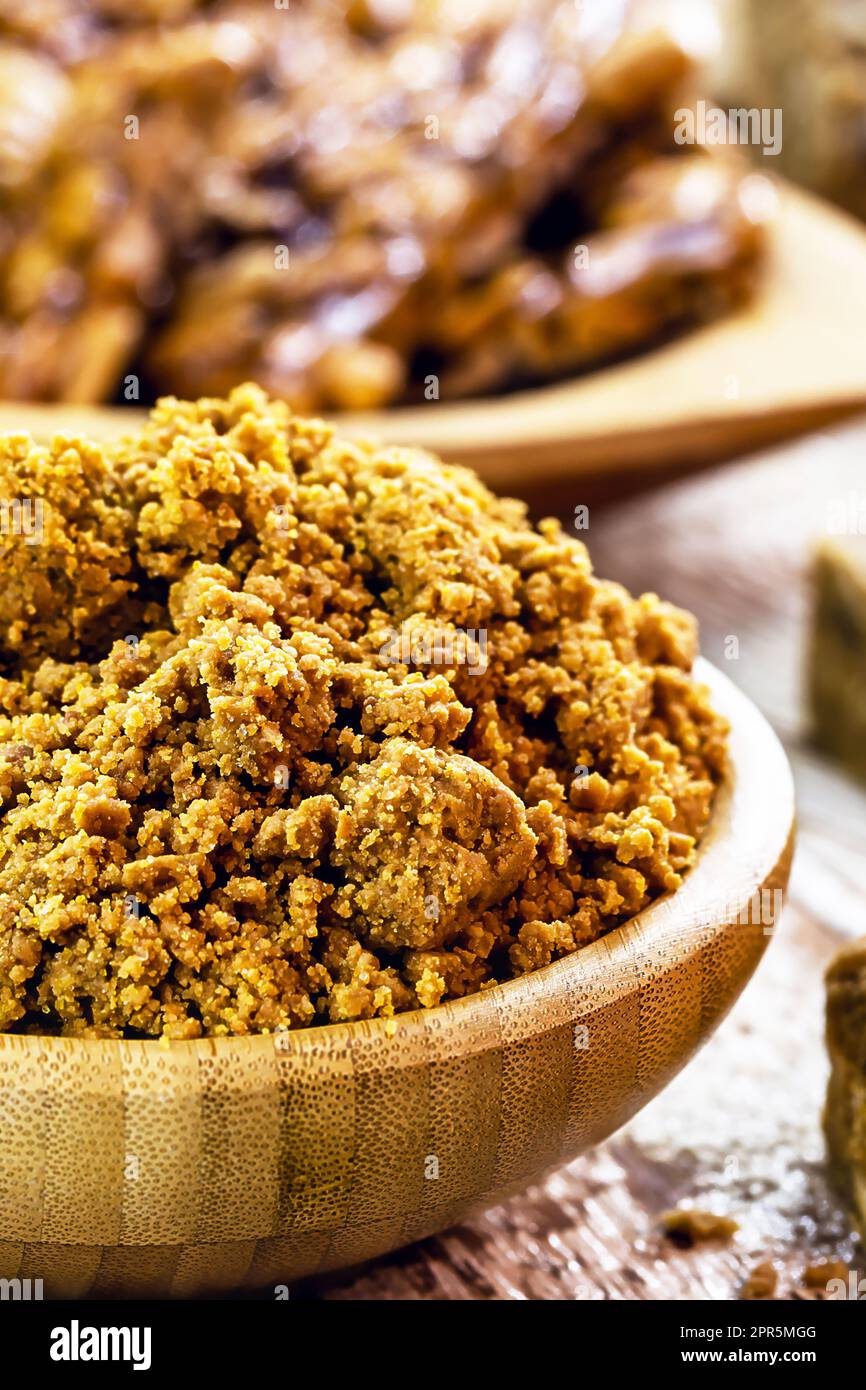 Peanut paçoca is a traditional Brazilian sweet based on ground peanuts, manioc flour and sugar, typical food of the June festivities Stock Photo