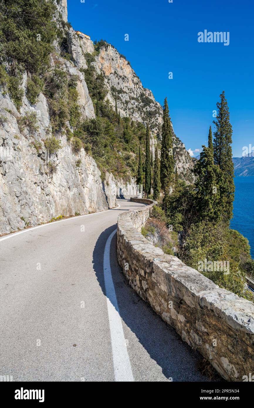 Strada della Forra scenic drive, Tremosine sul Garda, Lake Garda, Lombardy, Italy Stock Photo
