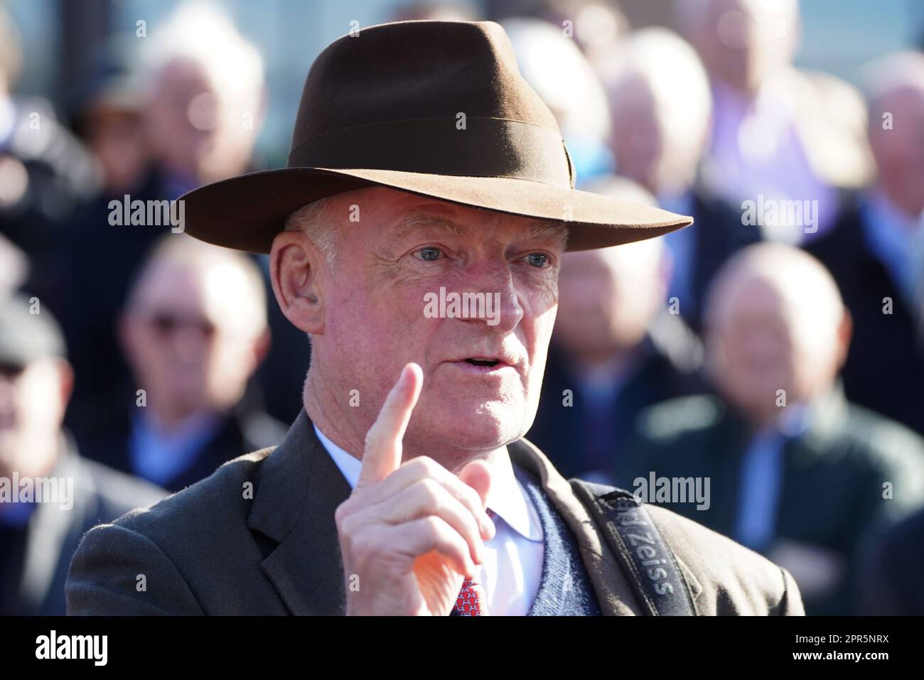 Winning trainer Willie Mullins in the parade ring after Gaelic Warrior won the Irish Mirror Novice Hurdle during day two of the Punchestown Festival at Punchestown Racecourse in County Kildare, Ireland. Picture date: Wednesday April 26, 2023. Stock Photo