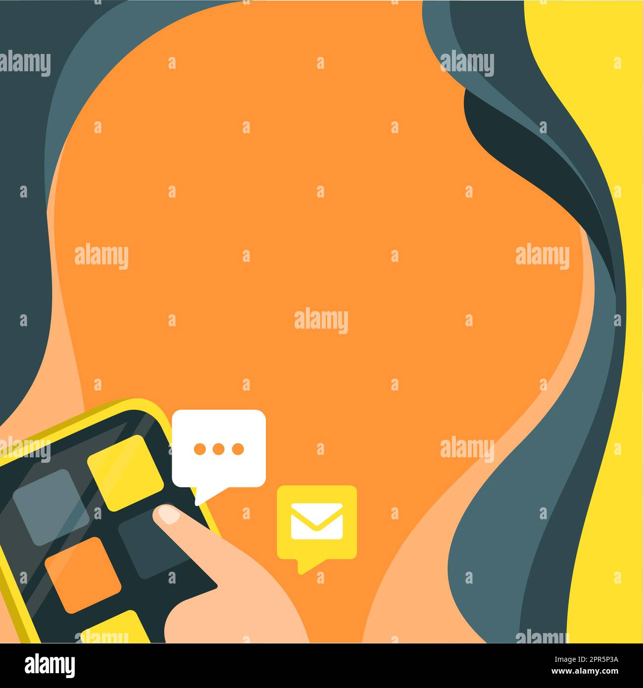 Finger Pressing Application Button Presenting Technological Advances Global Network Connection. Hand Using Mobile Opening Digital Representing Technology Development. Stock Vector