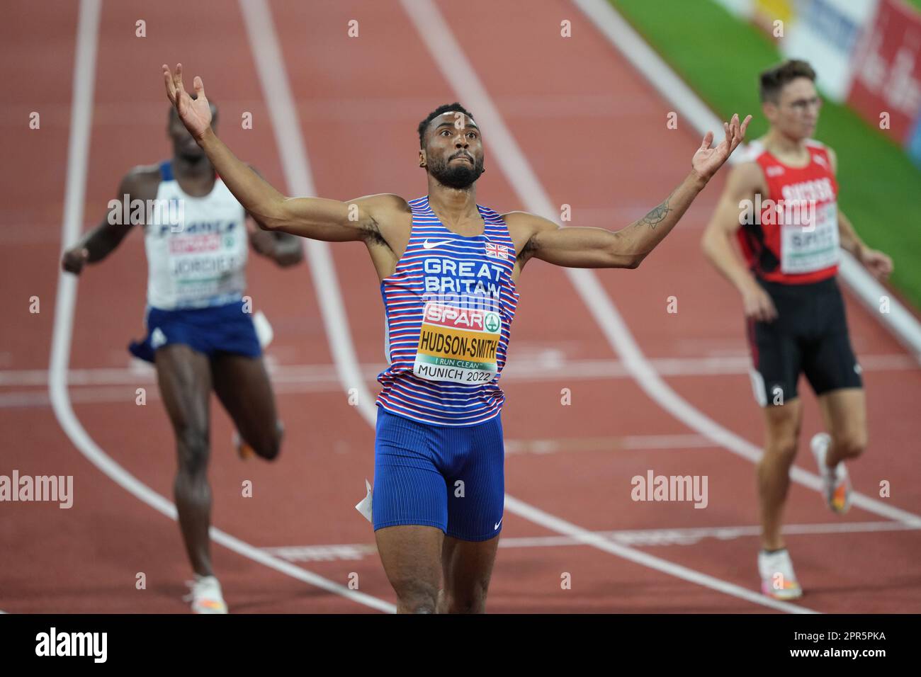 Matthew HudsonSmith winning the 400m at the 2022 European Athletics