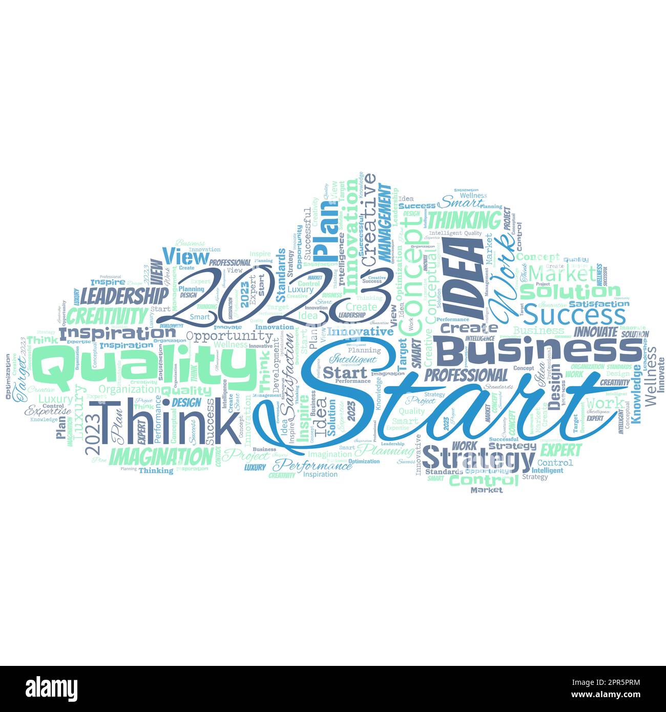 Big word cloud in the shape of UFO with words 2023 Start. Remembering past year events main actions or good shows. Setting up your goals and plans for the current year or in 2023 Stock Vector
