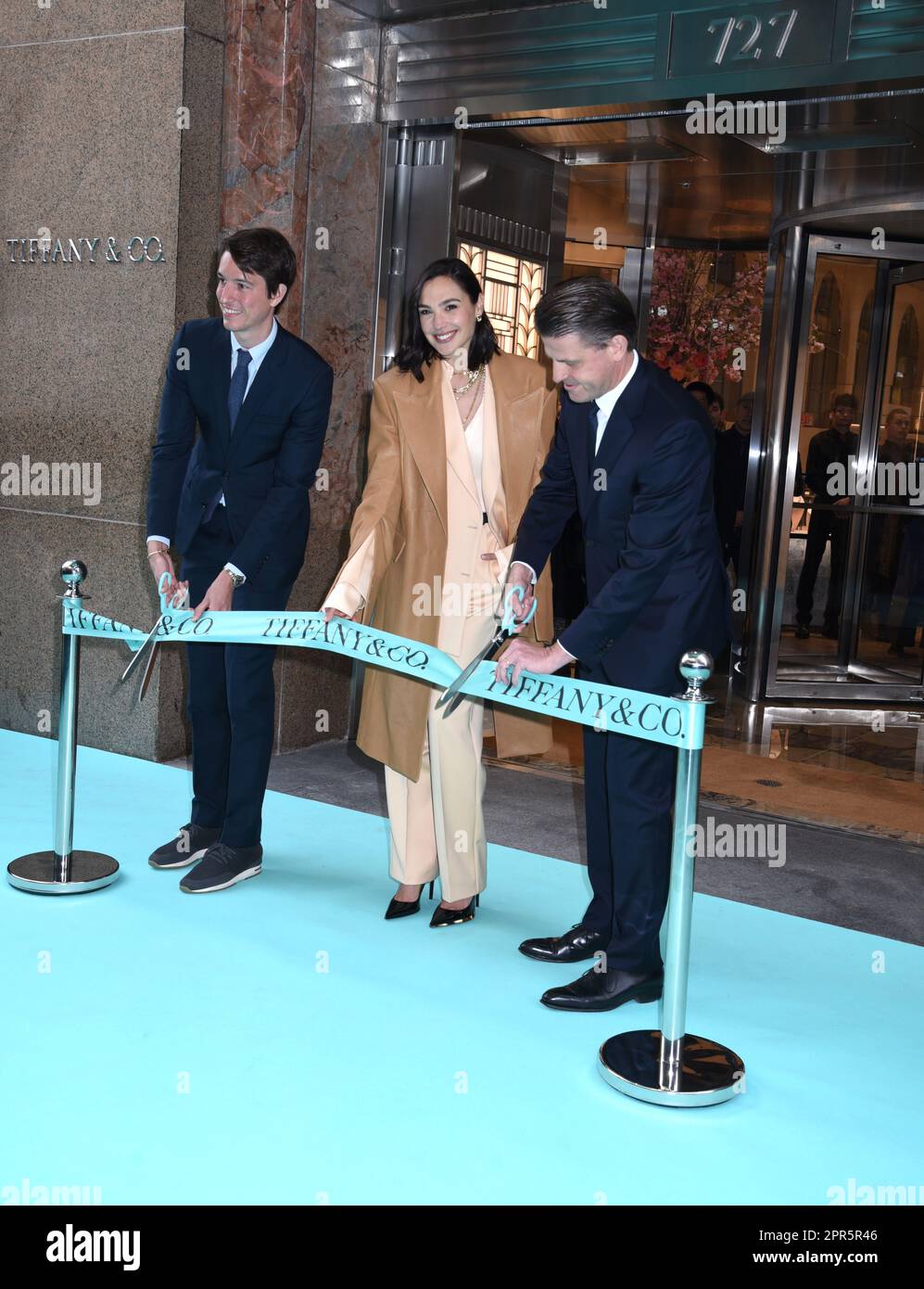 April 26, 2023, New York, New York, USA: Alexandre Arnault, Gal Gadot and  Anthony Ledru attend Tiffany & Co Landmark Ribbon Cutting Ceremony at 727  Fifth Avenue in New York. (Credit Image: ©