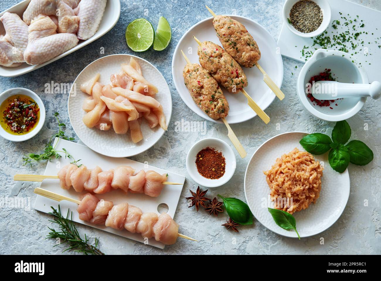 Different types of uncooked fresh chicken meat Stock Photo Alamy