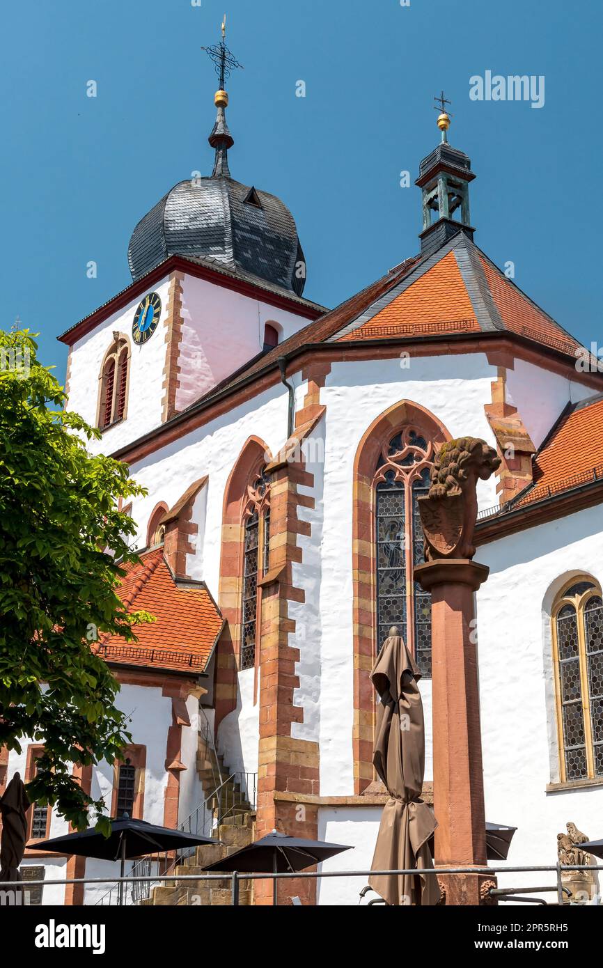 Old gothic Saint George's Church at Wachenheim an der Weinstraße, Rhineland-Palatinate, Germany Stock Photo