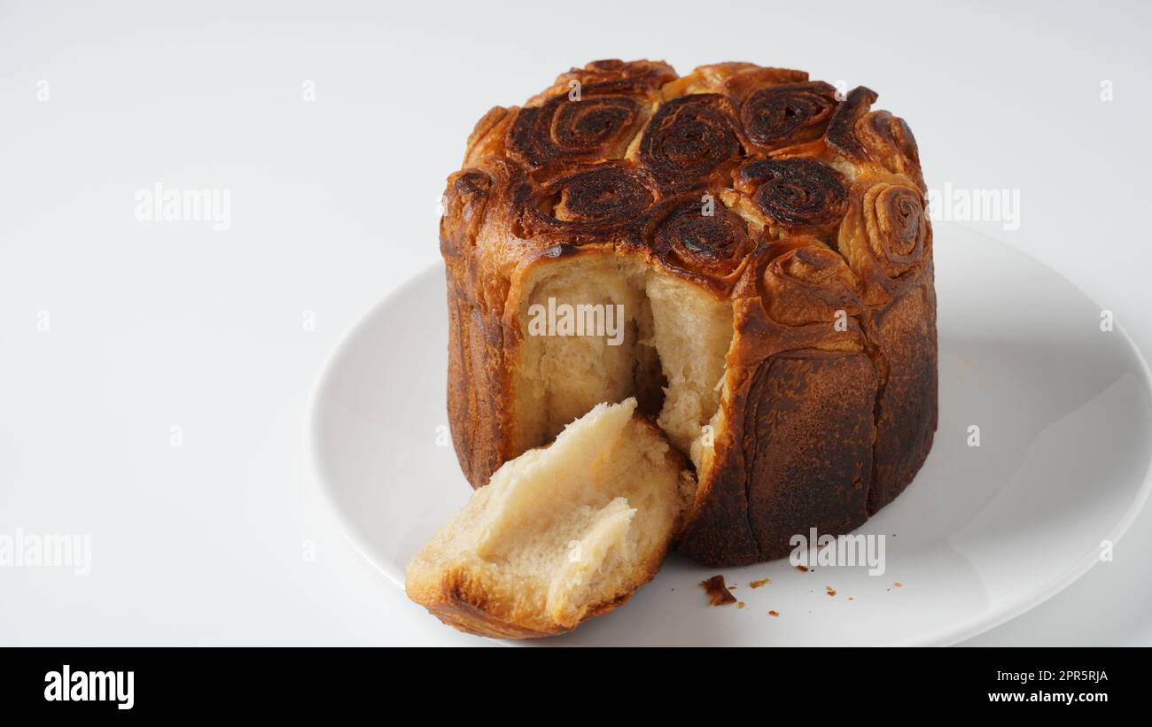 Kubaneh - Yemenite Jewish bread, brioche bread - served on Shabbat morning, served with a crushed tomato dip, hard boiled eggs Stock Photo