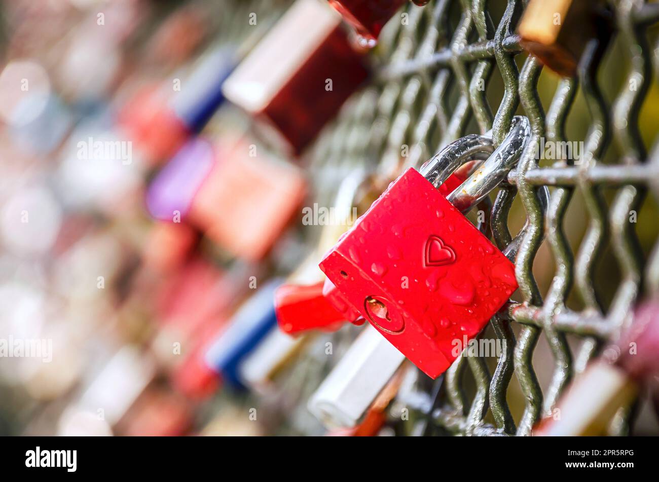 Love locks as an symbol of eternal love Stock Photo