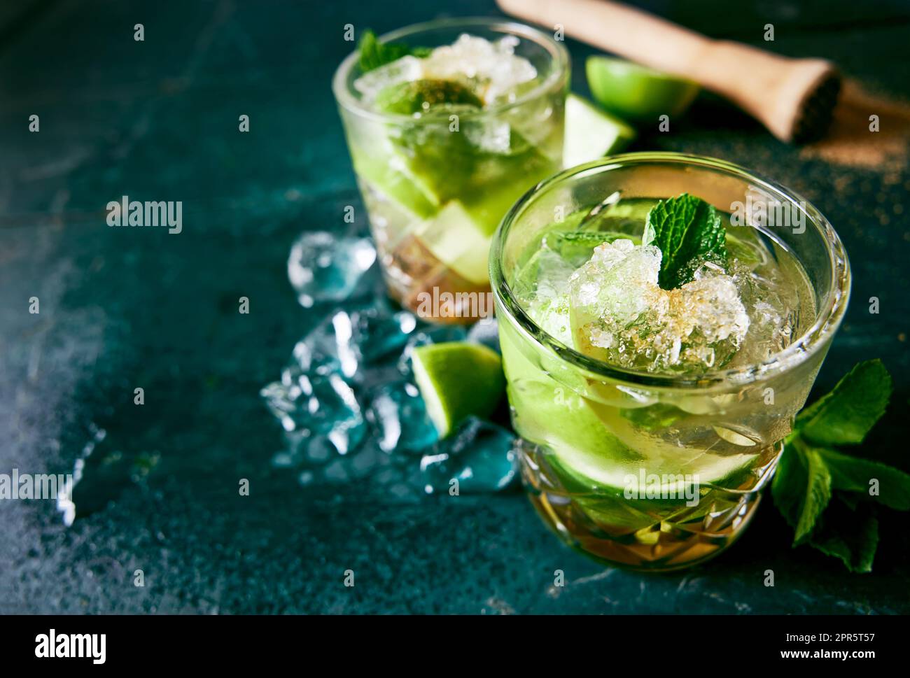 Alcoholic mojito cocktails with mint Stock Photo