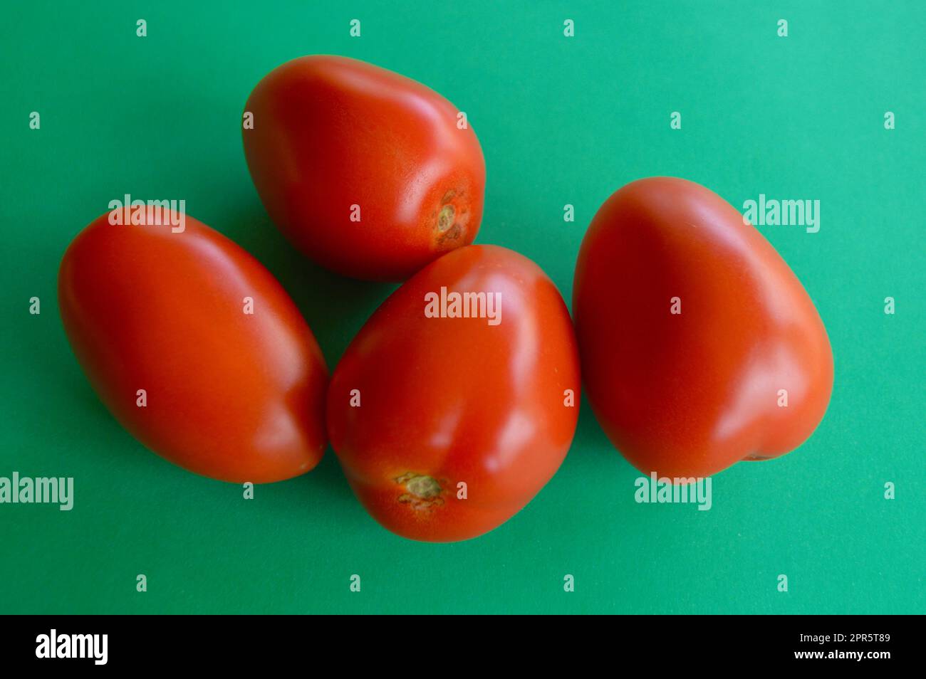 Roma tomatoes on a simple background Stock Photo