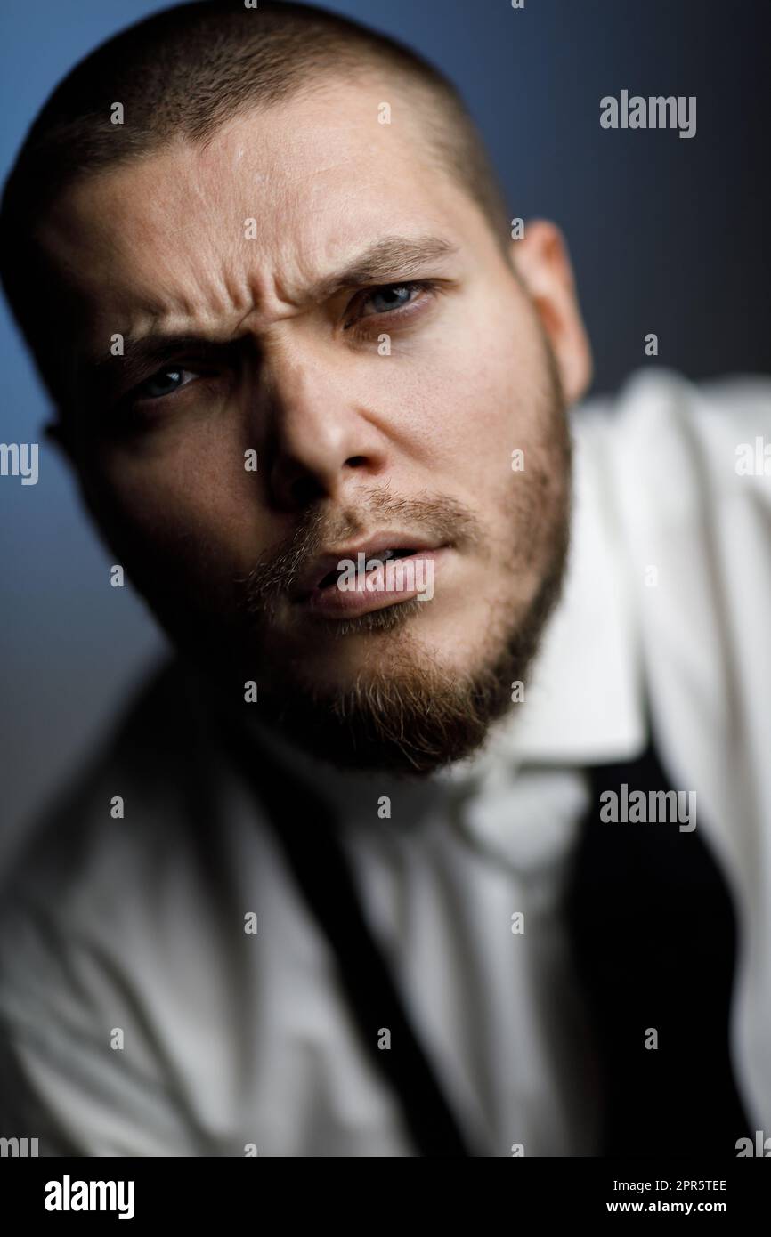 Portrait Attractive Man Standing Shirt Unbuttoned Stock Photo