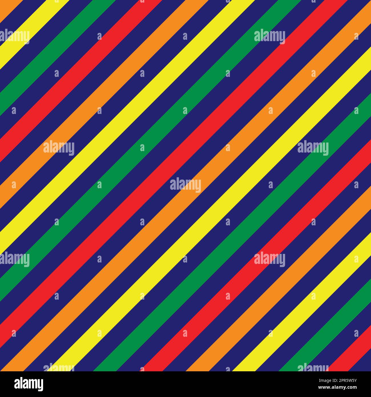 Red, Orange, Yellow and Green color strip on dark blue background. Pattern diagonal stripe seamless for graphic design, fabric, textile, fashion. Stock Photo