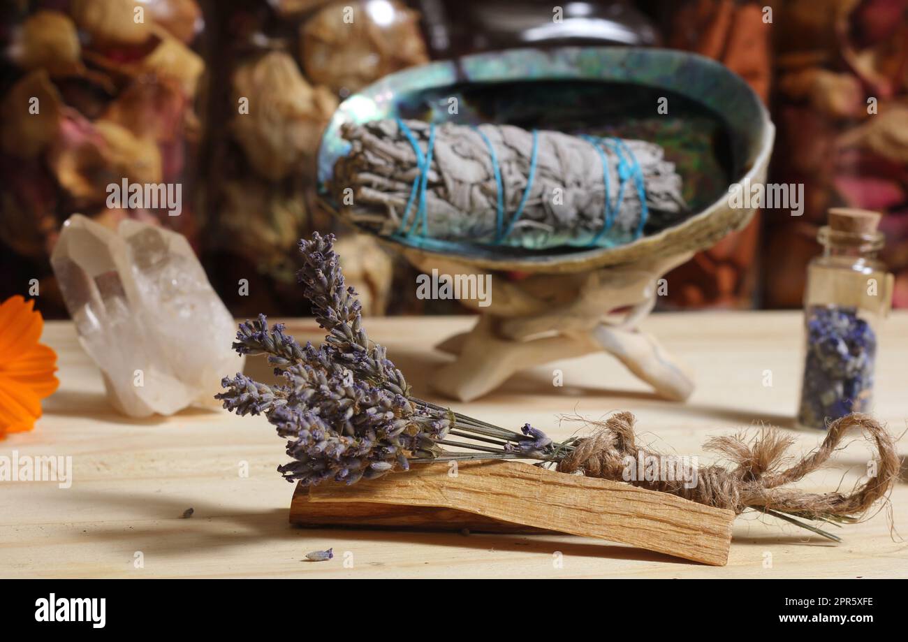 Lavender Ritual Dried Lavender With Palo Santo Wood and Abalone Shell For Smudging ...