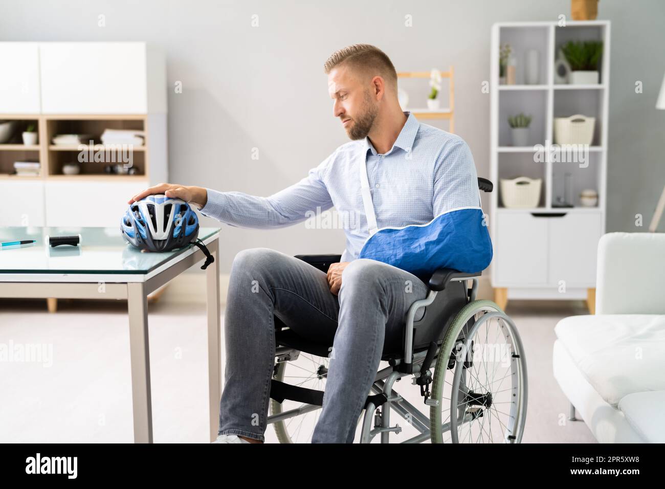 Motorcycle Accident Injury. Man With Arm Fracture Stock Photo Alamy