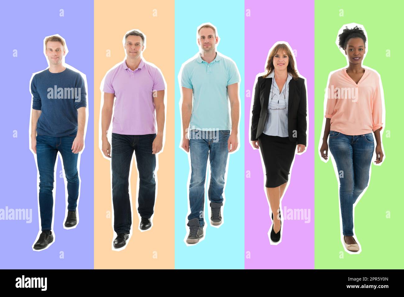 Creative Business People Walking With Manager Stock Photo