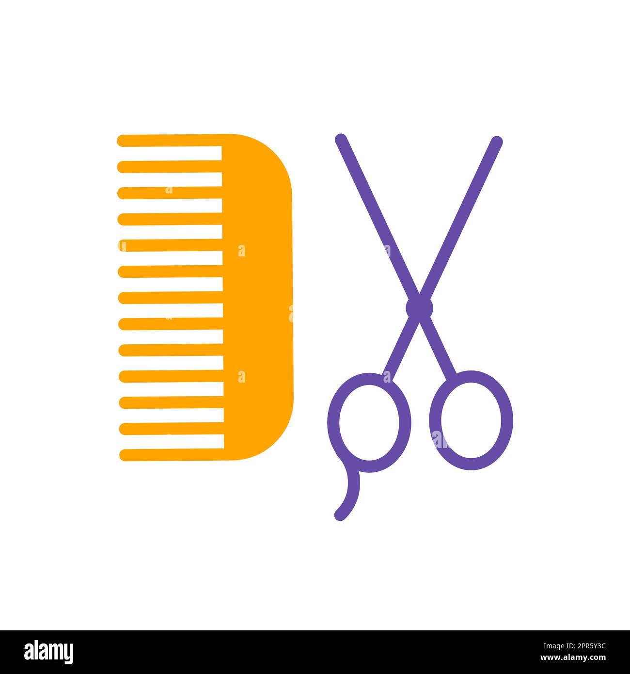 Animal grooming, hairbrush and scissors icon. Pet animal sign. Graph symbol for pet and veterinary web site and apps design, logo, app, UI Stock Photo